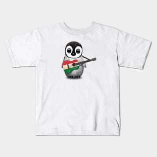 Baby Penguin Playing Hungarian Flag Guitar Kids T-Shirt